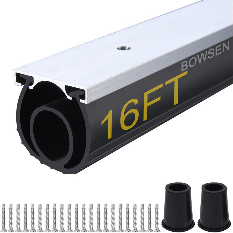 BOWSEN Heavy-Duty U+O Ring Universal Garage Door Bottom Seals Weatherstrip Weather Stripping Rubber with Aluminum Track Retainer Kit, Black (16FT, 1-5/8" Width) - Image 1